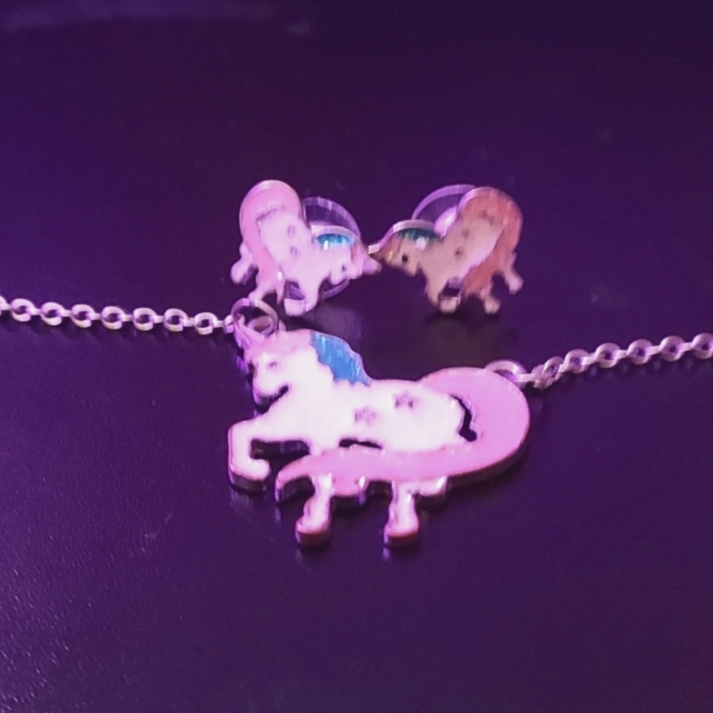 Unicorn Earrings and necklace set Target